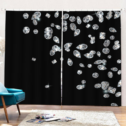 Diamond Gems Print Pencil Pleat Curtains