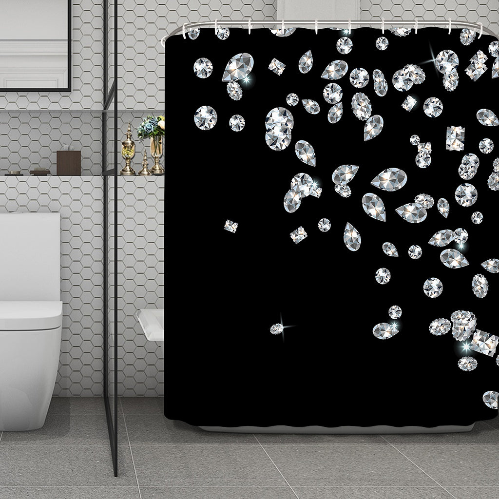 Diamond Gems Print Polyester Shower Curtain