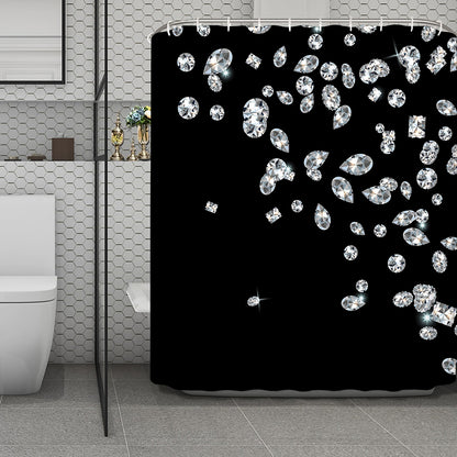 Diamond Gems Print Polyester Shower Curtain