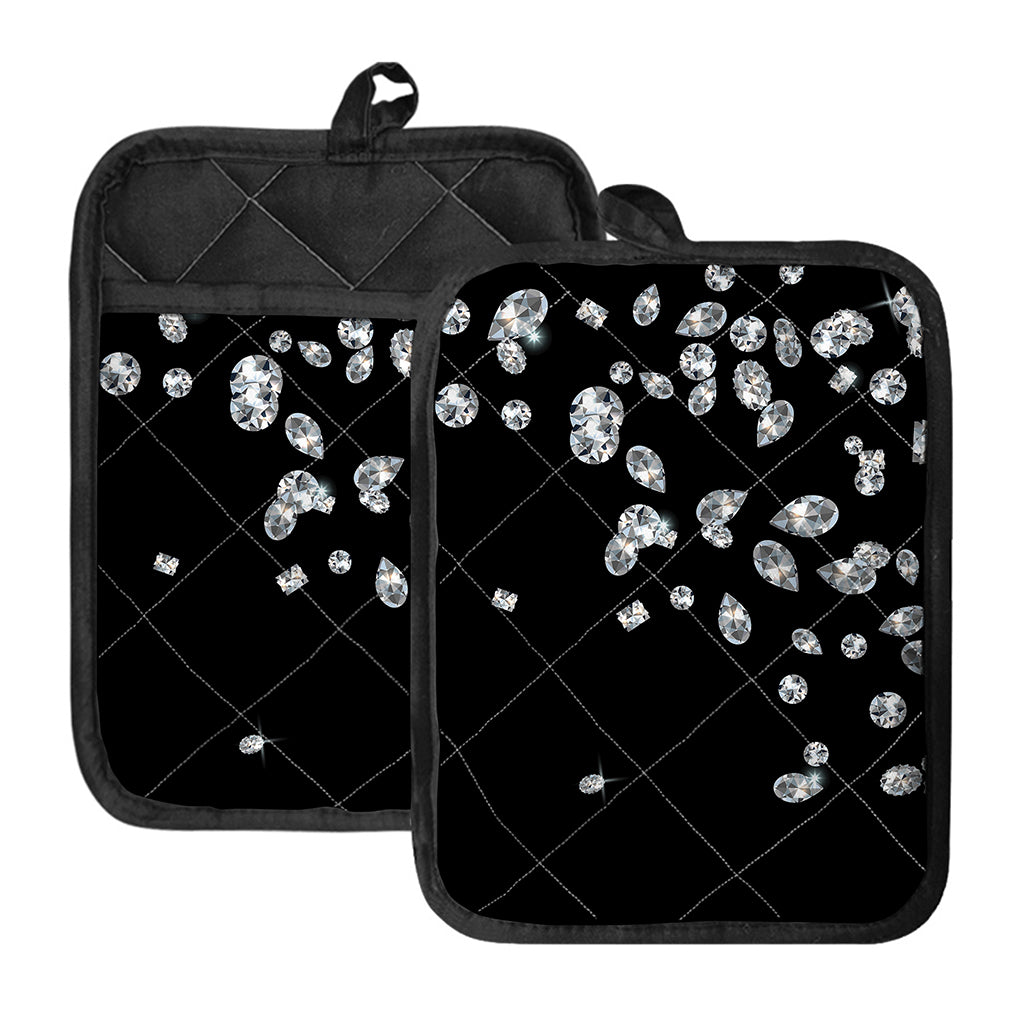 Diamond Gems Print Pot Holders With Pocket