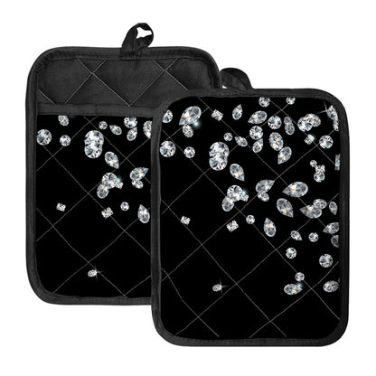 Diamond Gems Print Pot Holders With Pocket