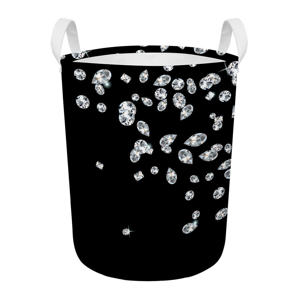 Diamond Gems Print Round Laundry Basket
