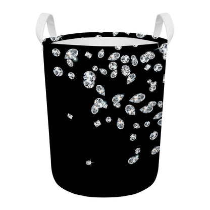 Diamond Gems Print Round Laundry Basket