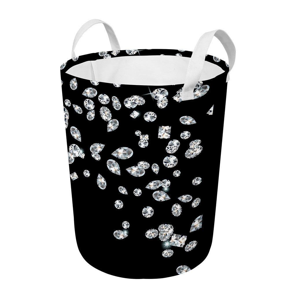 Diamond Gems Print Round Laundry Basket