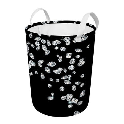 Diamond Gems Print Round Laundry Basket