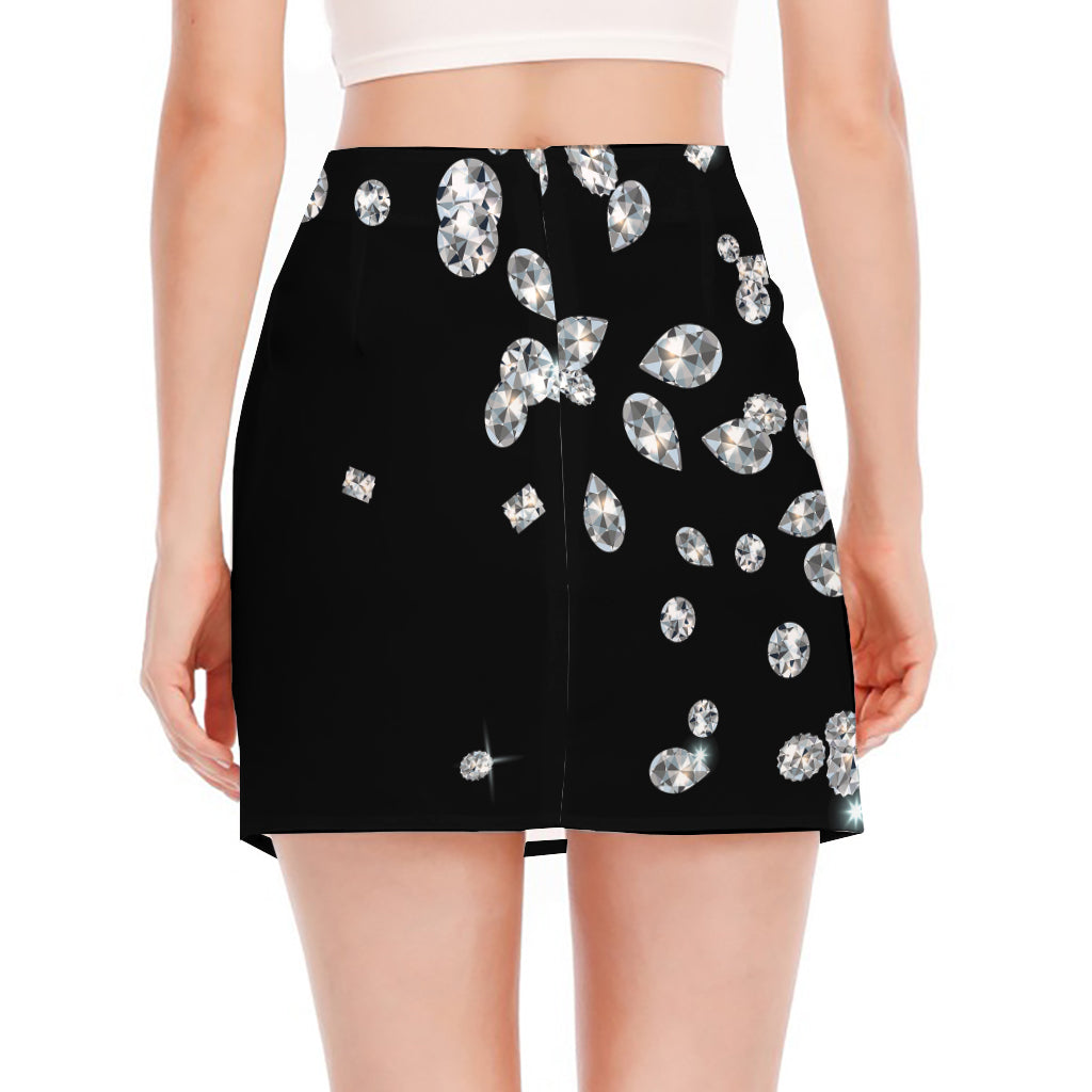 Diamond Gems Print Side Slit Mini Skirt