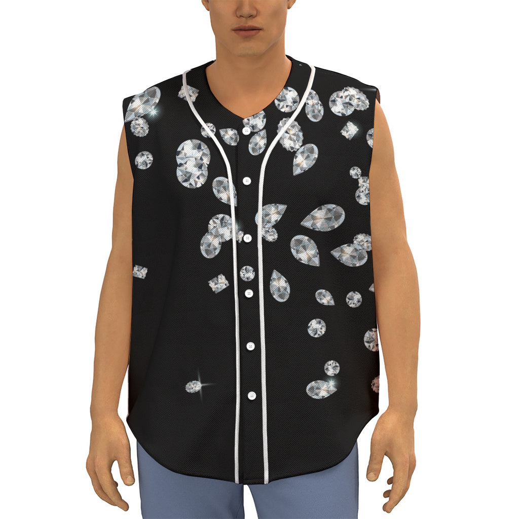 Diamond Gems Print Sleeveless Baseball Jersey