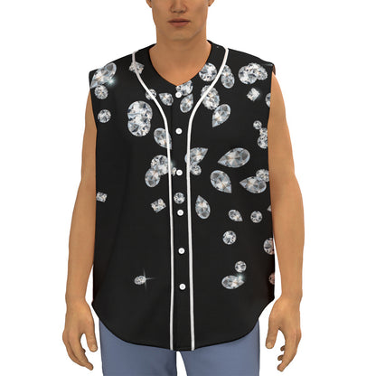 Diamond Gems Print Sleeveless Baseball Jersey