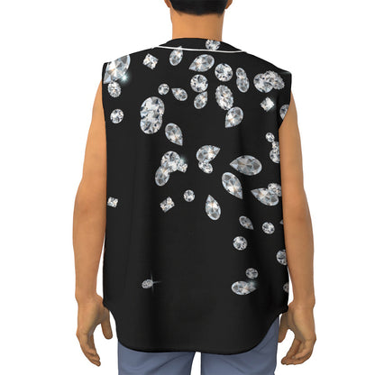 Diamond Gems Print Sleeveless Baseball Jersey
