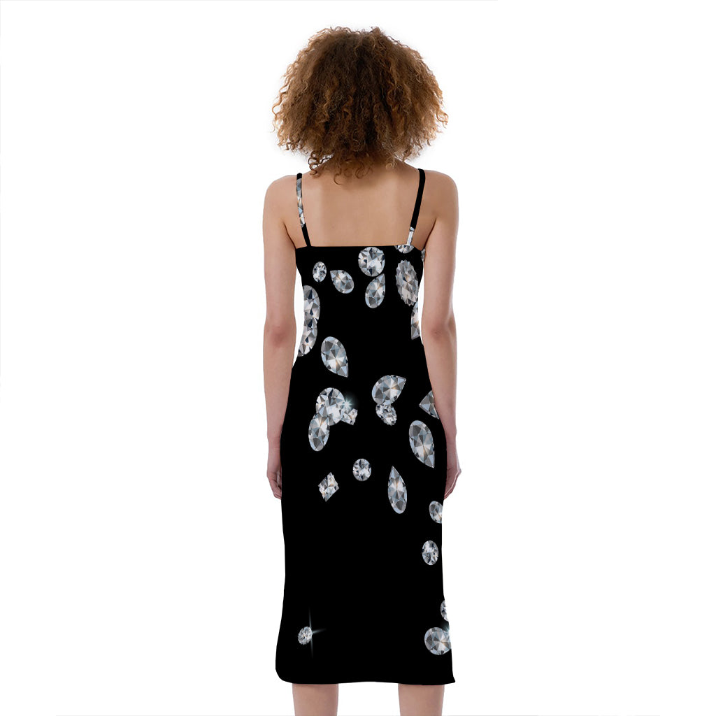 Diamond Gems Print Slim Fit Midi Cami Dress