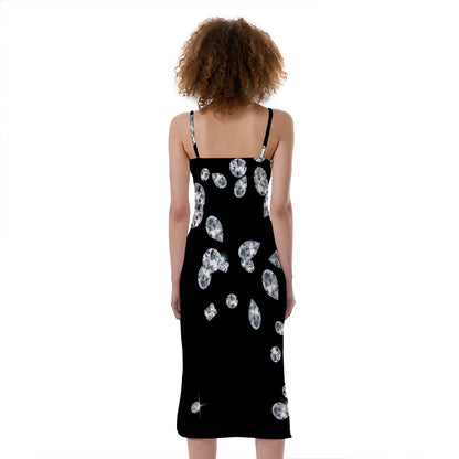 Diamond Gems Print Slim Fit Midi Cami Dress