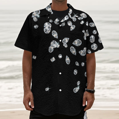 Diamond Gems Print Textured Short Sleeve Shirt