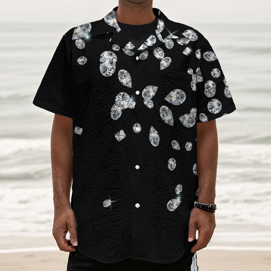 Diamond Gems Print Textured Short Sleeve Shirt