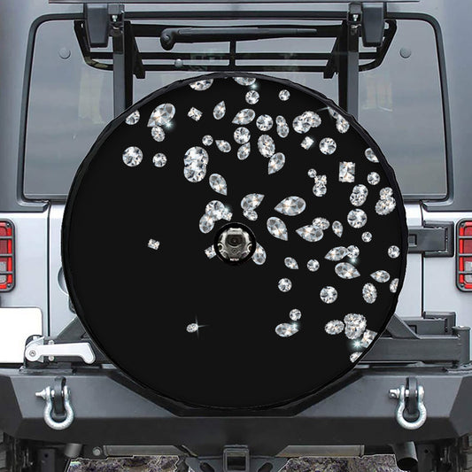 Diamond Gems Print Tire Cover With Camera Hole