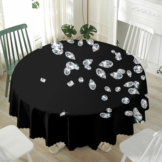 Diamond Gems Print Waterproof Round Tablecloth