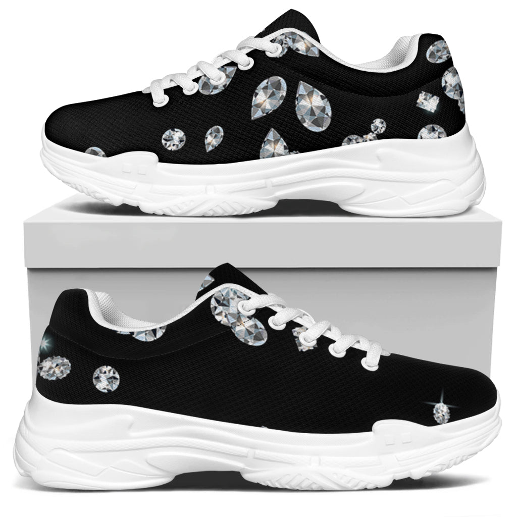 Diamond Gems Print White Chunky Shoes