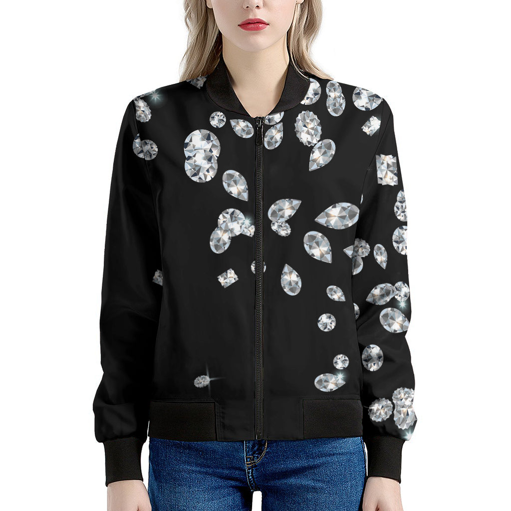 Diamond Gems Print Women's Bomber Jacket