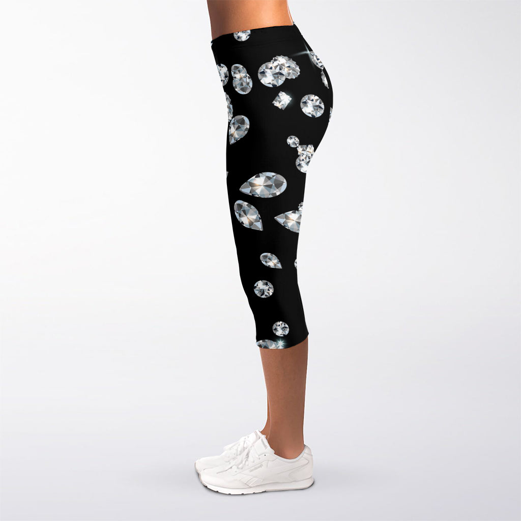 Diamond Gems Print Women's Capri Leggings