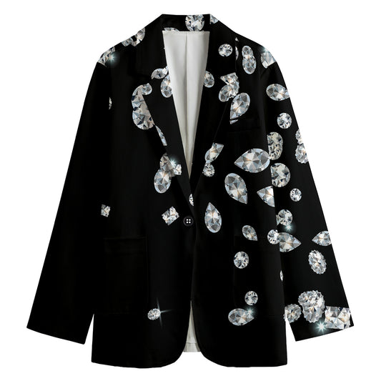 Diamond Gems Print Women's Cotton Blazer
