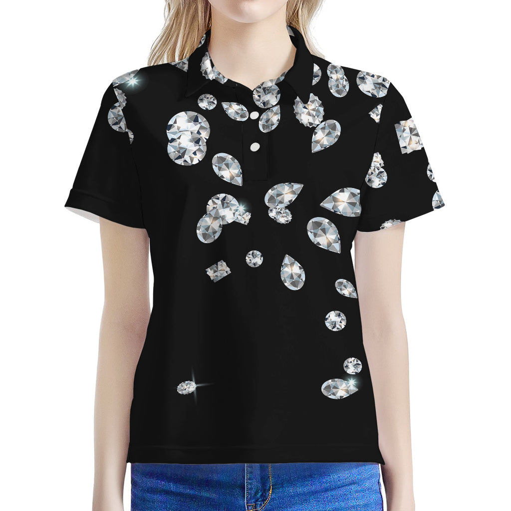Diamond Gems Print Women's Polo Shirt