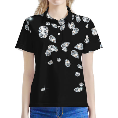 Diamond Gems Print Women's Polo Shirt