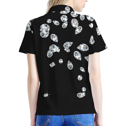 Diamond Gems Print Women's Polo Shirt