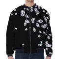 Diamond Gems Print Zip Sleeve Bomber Jacket