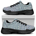 Diamond (NOT Real) Glitter Print Black Chunky Shoes