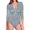 Diamond Glitter Artwork Print (NOT Real Glitter) Long Sleeve Swimsuit