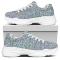 Diamond (NOT Real) Glitter Print White Chunky Shoes