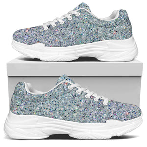 Diamond Glitter Artwork Print (NOT Real Glitter) White Chunky Shoes