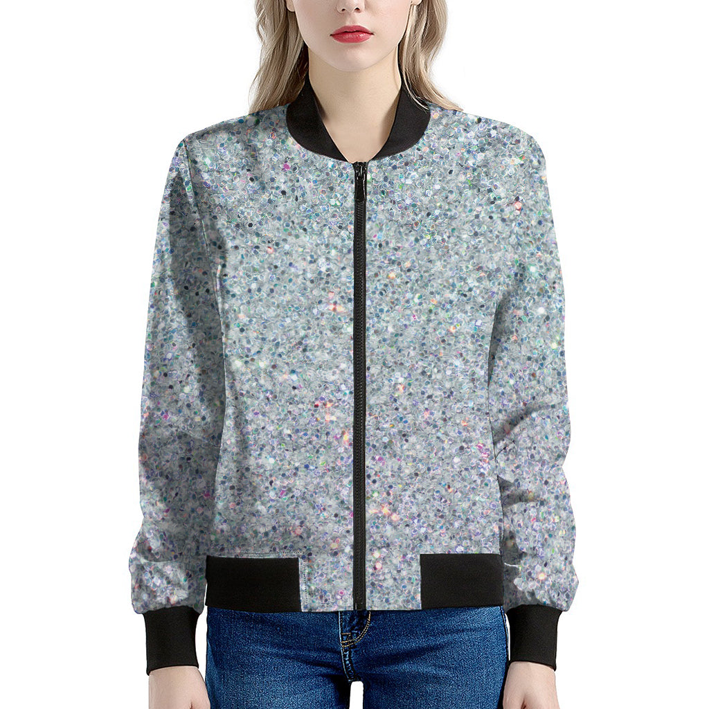 Diamond Glitter Artwork Print (NOT Real Glitter) Women's Bomber Jacket