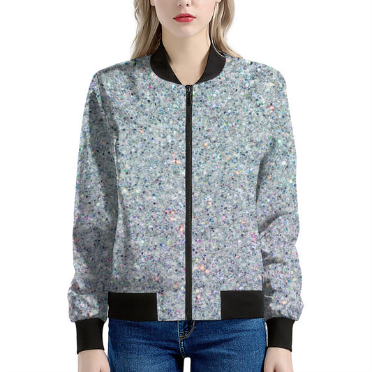 Diamond Glitter Artwork Print (NOT Real Glitter) Women's Bomber Jacket
