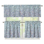 Diamond (NOT Real) Glitter Print 3 Piece Kitchen Curtains