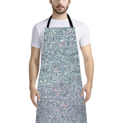Diamond (NOT Real) Glitter Print Bib Apron With Pocket