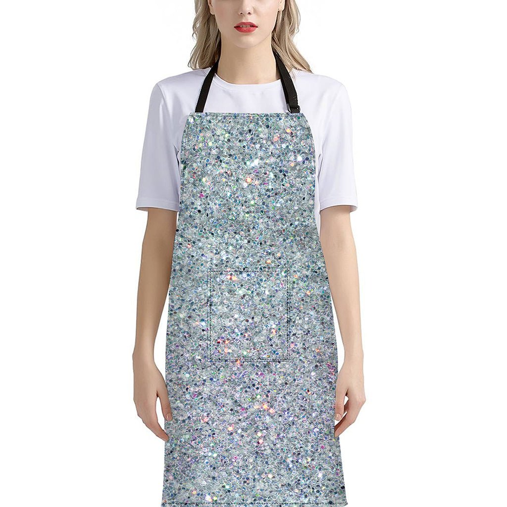 Diamond (NOT Real) Glitter Print Bib Apron With Pocket