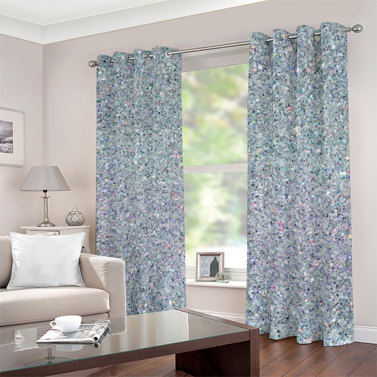 Diamond (NOT Real) Glitter Print Blackout Grommet Curtains