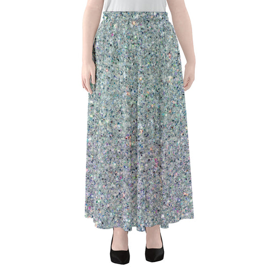 Diamond (NOT Real) Glitter Print Chiffon Maxi Skirt