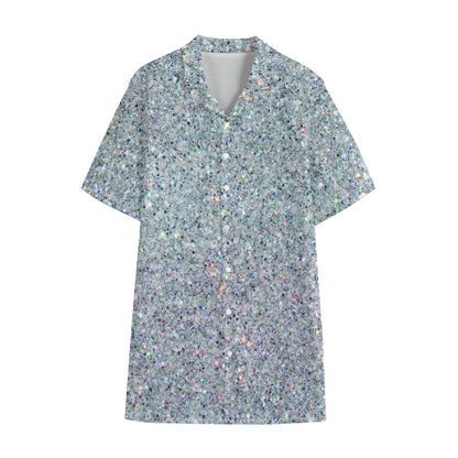 Diamond (NOT Real) Glitter Print Cotton Hawaiian Shirt