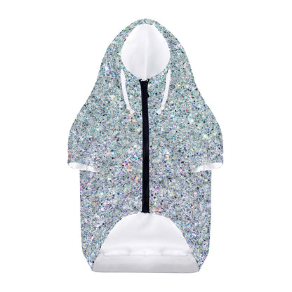 Diamond (NOT Real) Glitter Print Dog Zip Up Hoodie