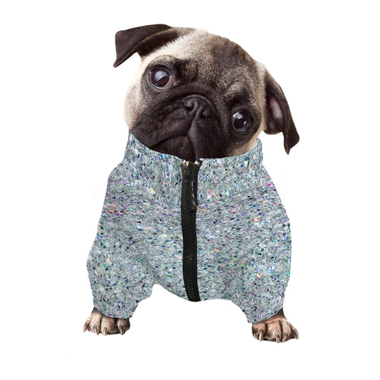 Diamond (NOT Real) Glitter Print Dog Zip Up Jacket