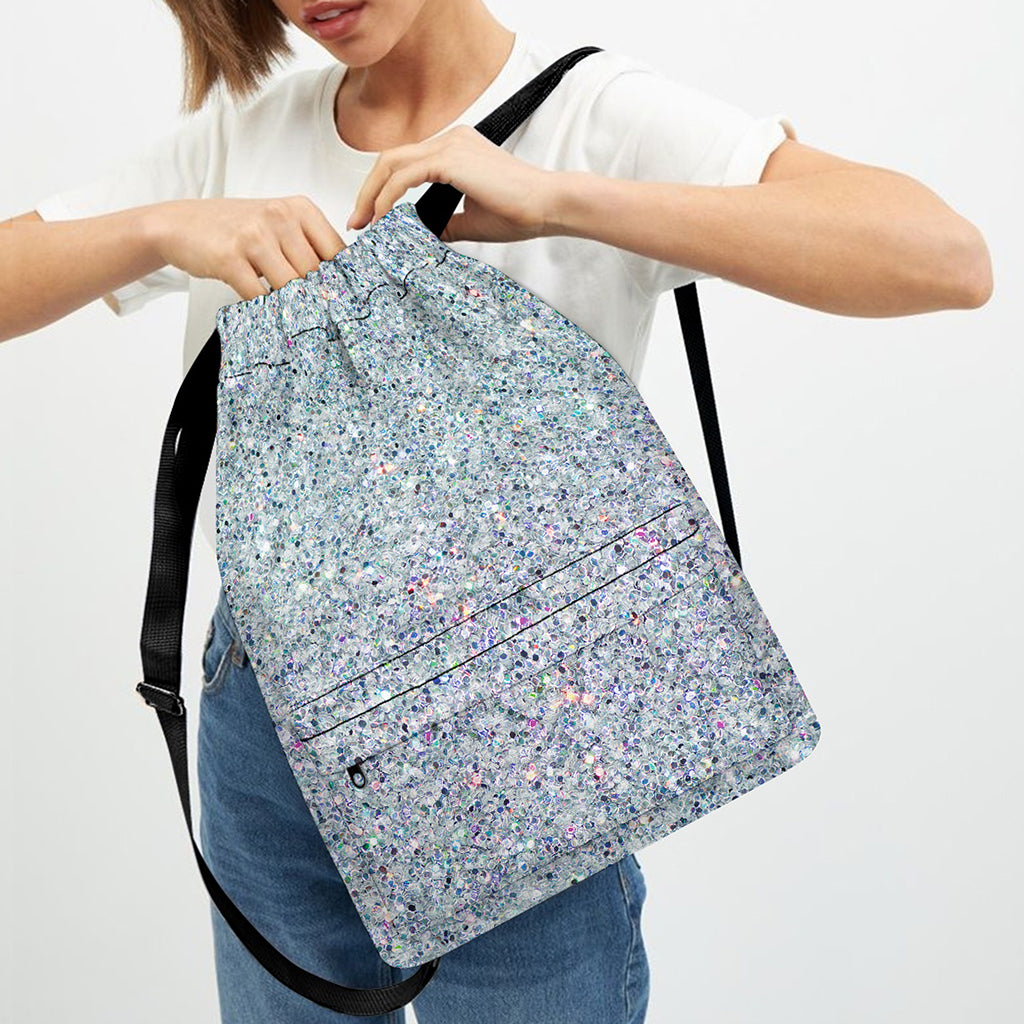 Diamond (NOT Real) Glitter Print Drawstring Backpack