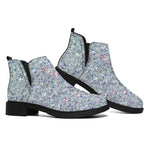 Diamond (NOT Real) Glitter Print Flat Ankle Boots