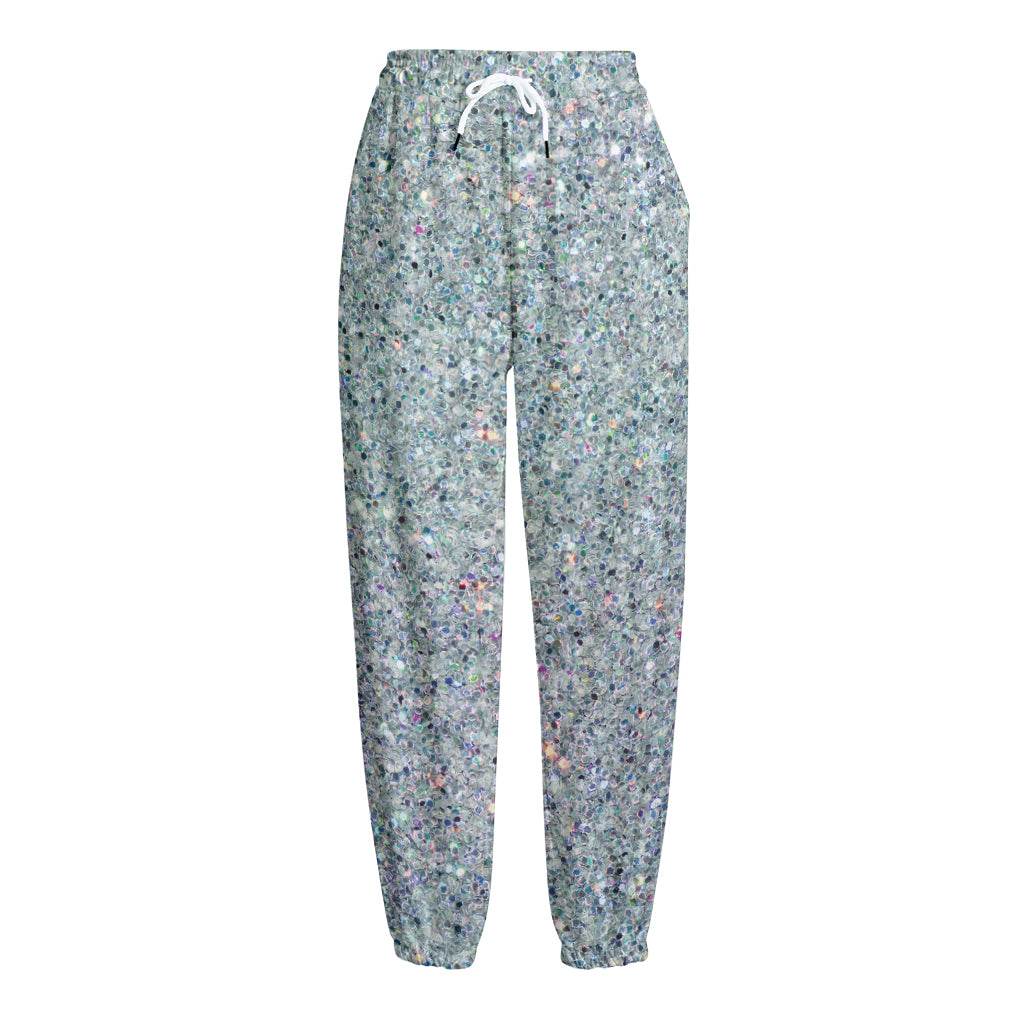 Diamond (NOT Real) Glitter Print Fleece Lined Knit Pants
