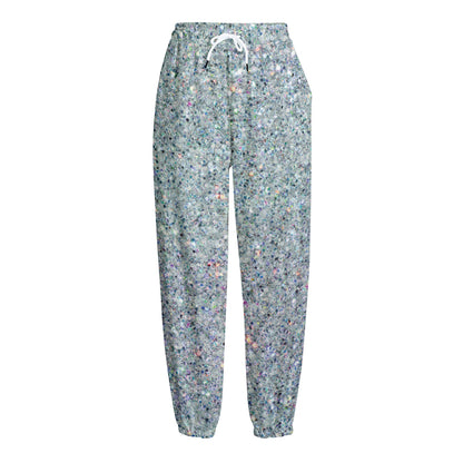 Diamond (NOT Real) Glitter Print Fleece Lined Knit Pants