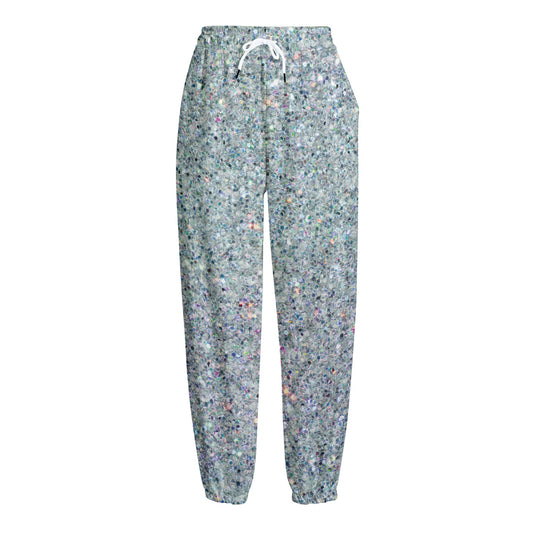Diamond (NOT Real) Glitter Print Fleece Lined Knit Pants