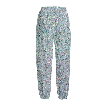 Diamond (NOT Real) Glitter Print Fleece Lined Knit Pants