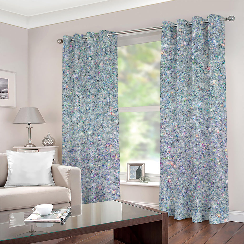 Diamond (NOT Real) Glitter Print Grommet Curtains