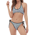 Diamond (NOT Real) Glitter Print Halter Scoop Tie Side Bikini