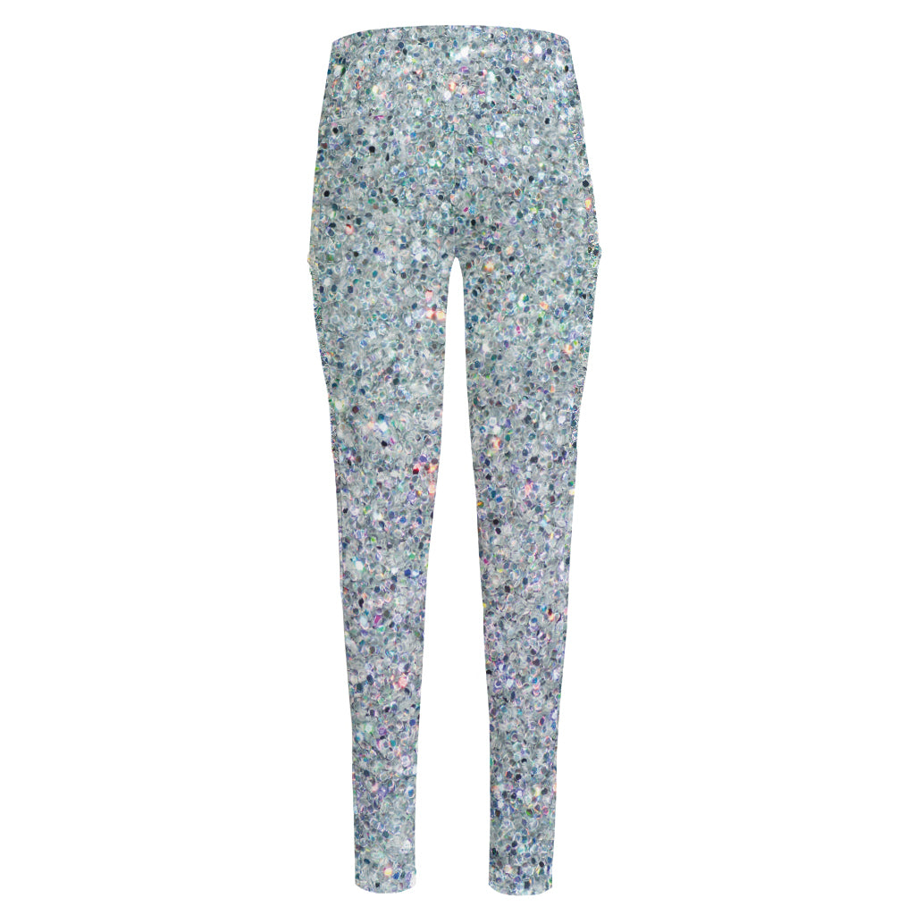 Diamond (NOT Real) Glitter Print High-Waisted Pocket Leggings